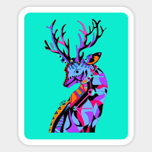 bright dear deer ecopop mexican venado in totonac tribal art Sticker